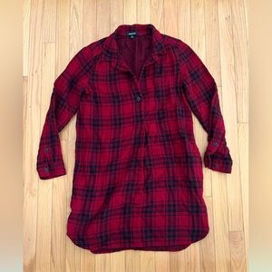 Madewell Flannel Dress, M Red & Black with pockets!